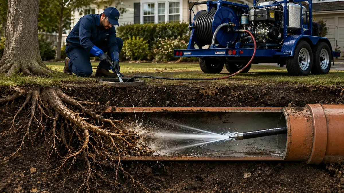 Tree Root Removal with Hydro Jetting in Talmage